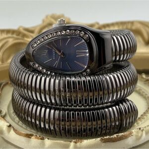 Serpenti Wrap Bracelet Watch – Black-Gray Tone / Dark Blue Dial ✨